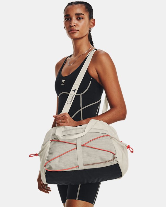 Women's Project Rock Small Gym Bag in White image number 6